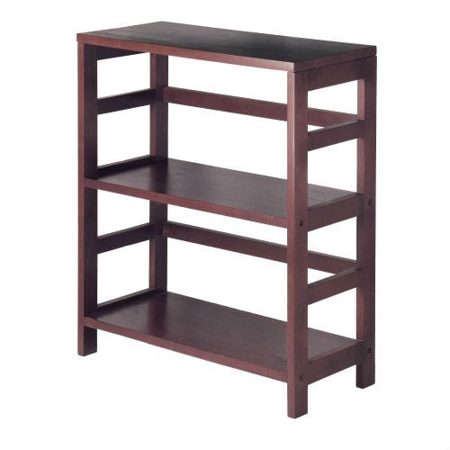 Living Room > Bookcases - Contemporary 3-Tier Bookcase Storage Shelf In Espresso Wood Finish
