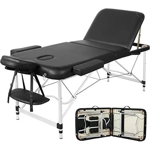 Accents > Massage Tables - Black Extra Wide Adjustable Portable Massage Tattoo Folding Table