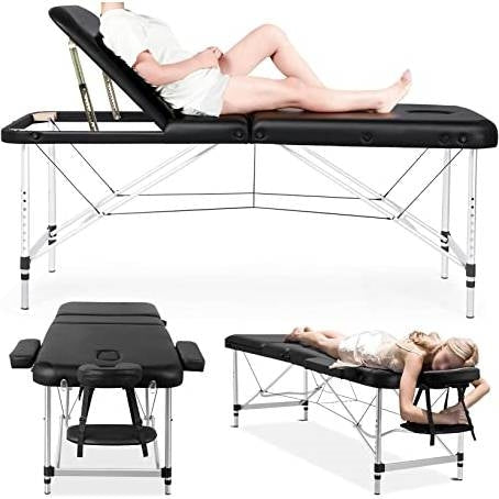 Accents > Massage Tables - Black Extra Wide Adjustable Portable Massage Tattoo Folding Table