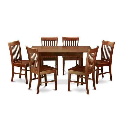 Dining > Dining Sets - Mission Style 7-piece Dining Set In Mahogany Wood Finish
