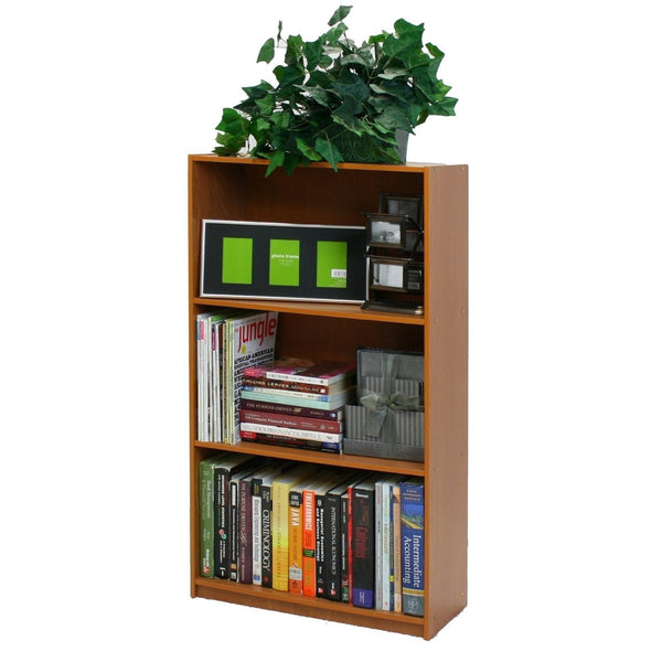 Office > Bookcases - Light Cherry Finish 3-Tier Storage Shelves Bookcase