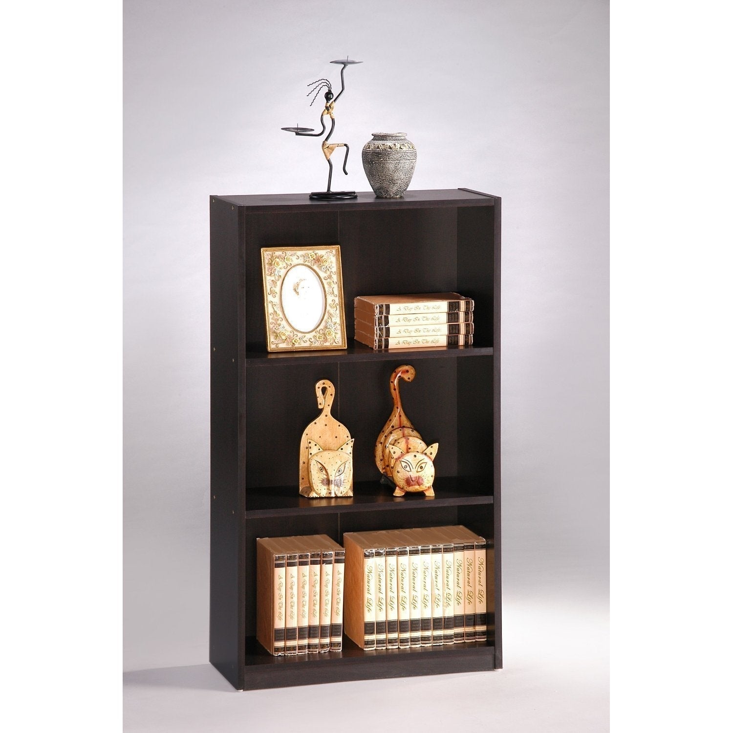 Office > Bookcases - 3-Tier Bookcase Storage Shelves In Espresso Finish