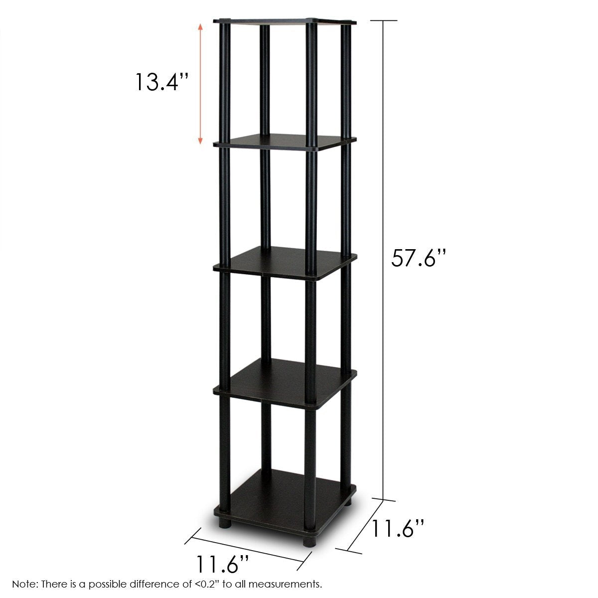 Office > Bookcases - 5-Tier Square Corner Display Shelf Bookcase In Espresso/Black