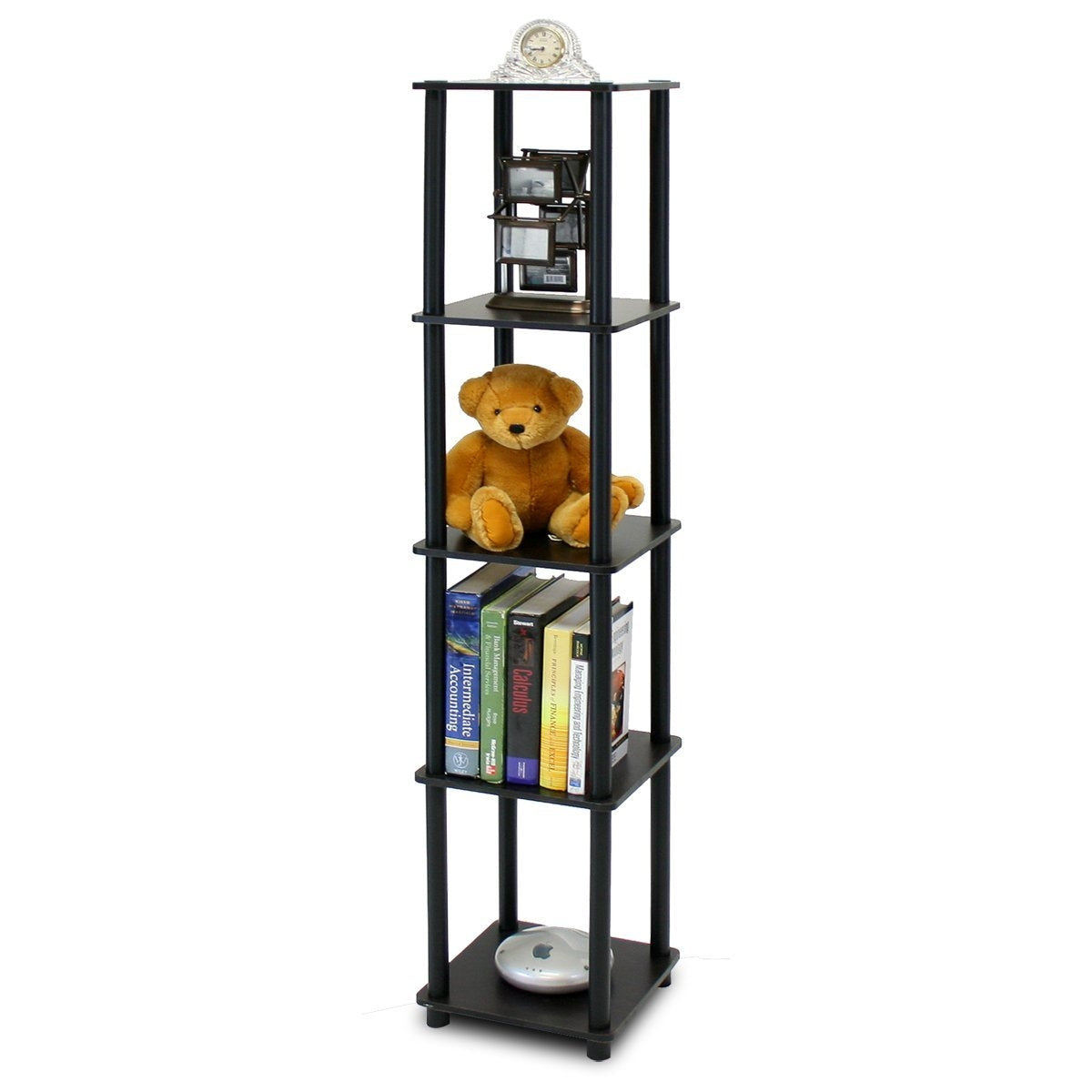 Office > Bookcases - 5-Tier Square Corner Display Shelf Bookcase In Espresso/Black