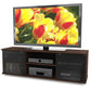 Living Room > TV Stands And Entertainment Centers - Contemporary Brown TV Stand With Glass Doors - Fits TV's Up To 64-inch