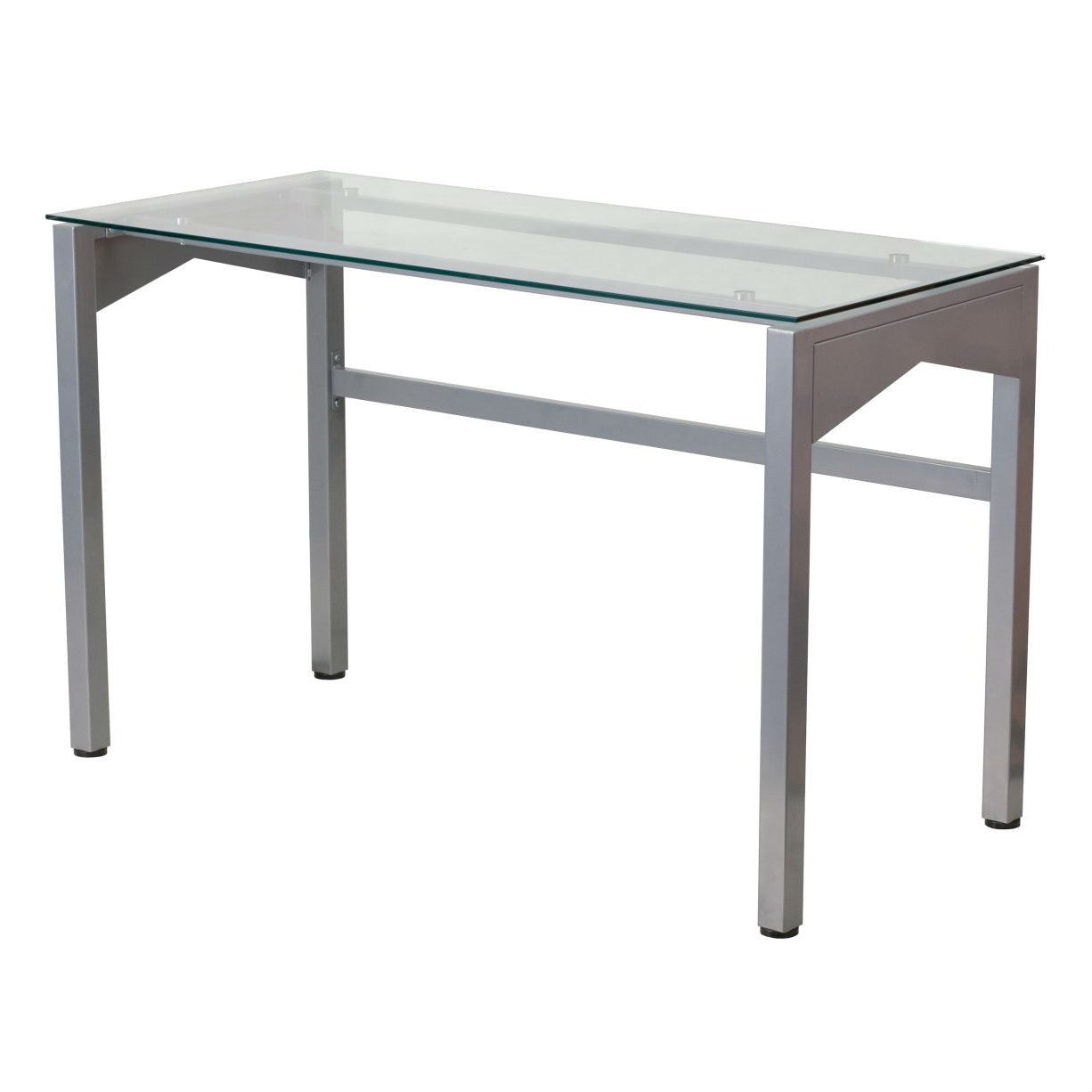 Office > Computer Desks - Rectangular Writing Table Office Desk With Clear Tempered Glass Surface