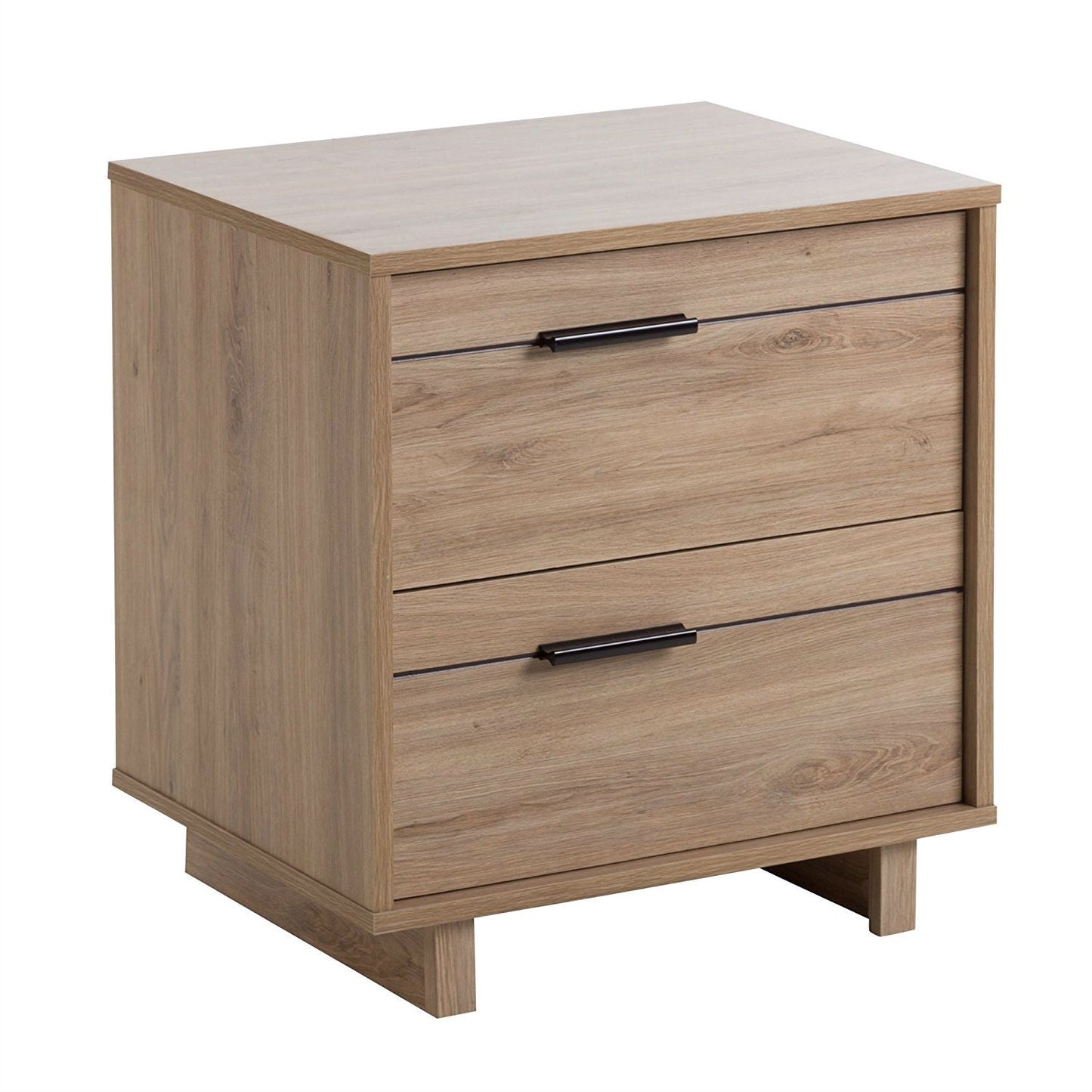 Bedroom > Nightstand And Dressers - Modern 2-Drawer End Table Nightstand In Light Oak Wood Finish