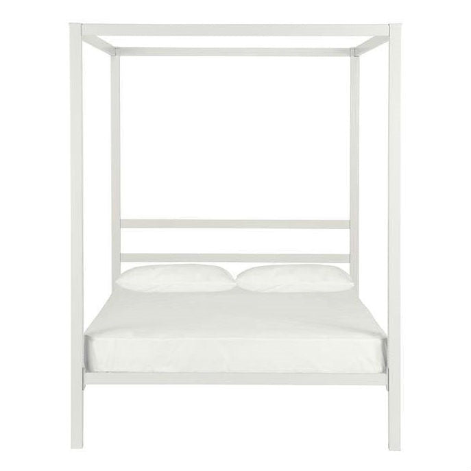Bedroom > Bed Frames > Canopy Beds - Full Size Modern White Metal Canopy Bed Frame