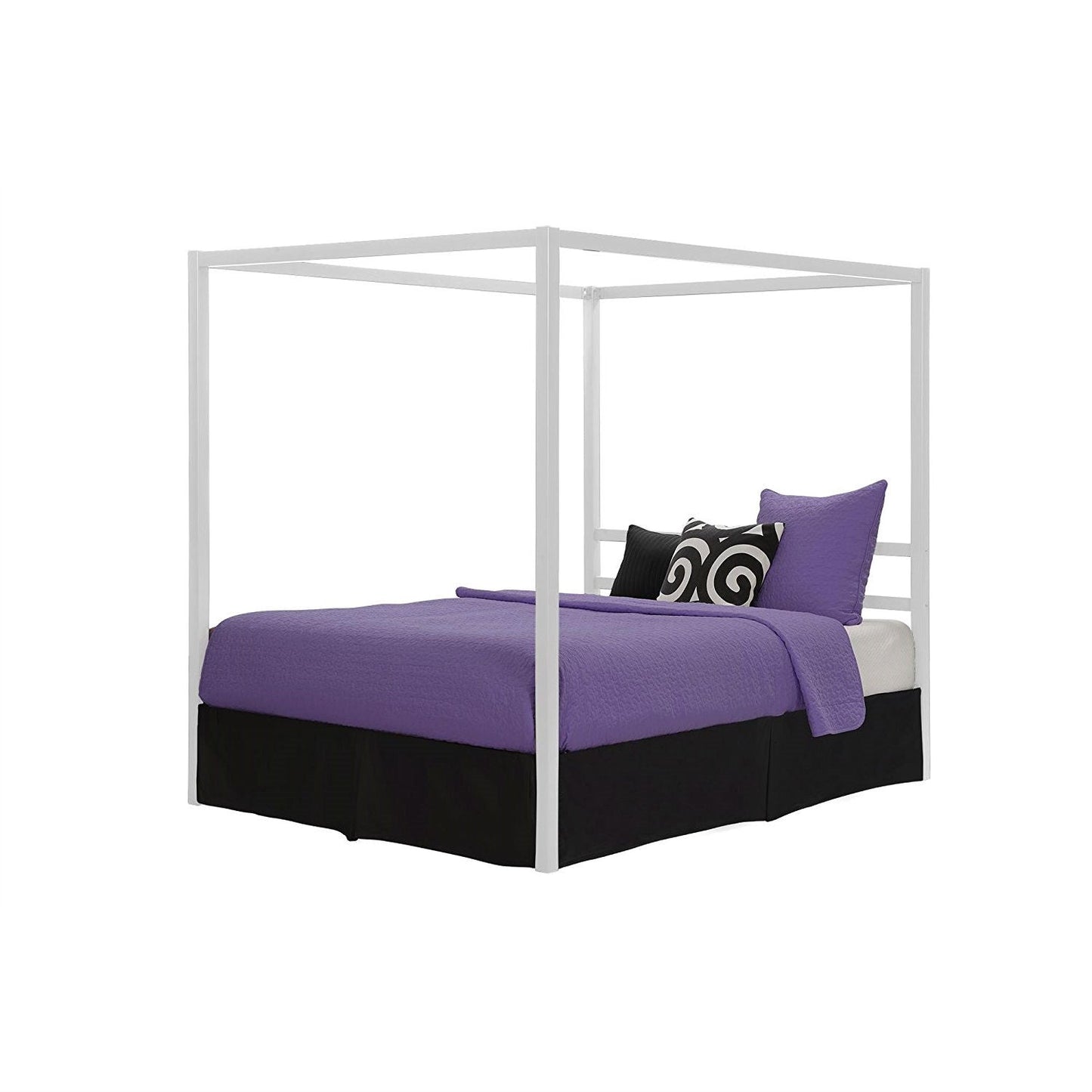 Bedroom > Bed Frames > Canopy Beds - Full Size Modern White Metal Canopy Bed Frame