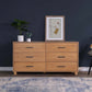 Bedroom > Nightstand And Dressers - Modern Farmhouse Solid Wood 6 Drawer Double Dresser In Light Brown Finish
