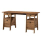 Office > Computer Desks - FarmHouse Rustic Oak Executive Desk W/ Filing Cabinets Storage