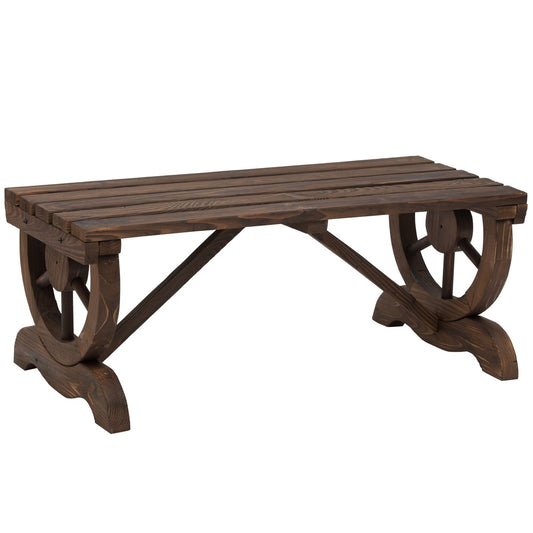 Outdoor > Outdoor Furniture > Garden Benches - FarmHome Rustic Fir Wood Wheel Outdoor Garden Bench