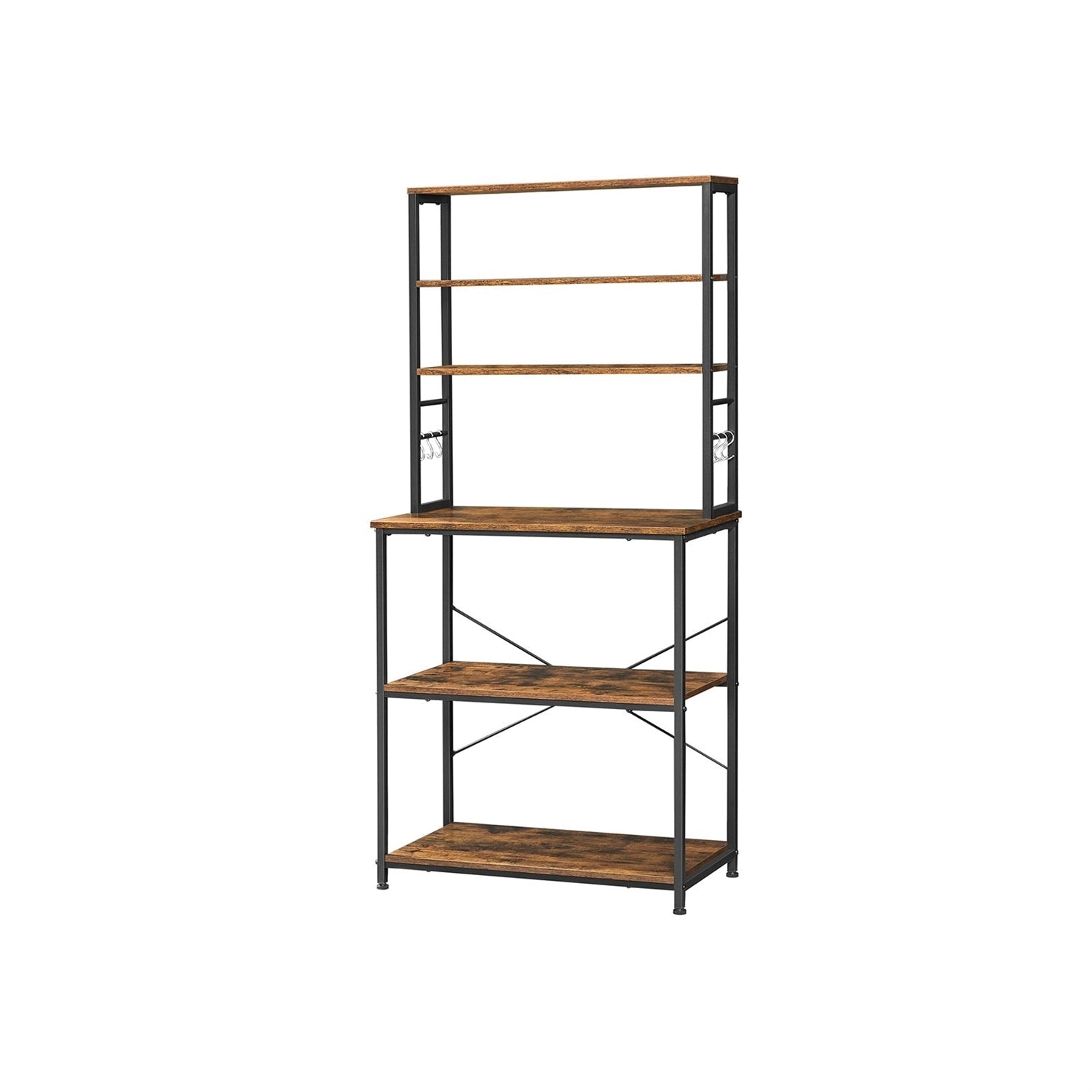 Kitchen > Bakers Racks - Farmhouse 6 Tier Industrial Utility Kitchen Bakers Rack Microwave Stand