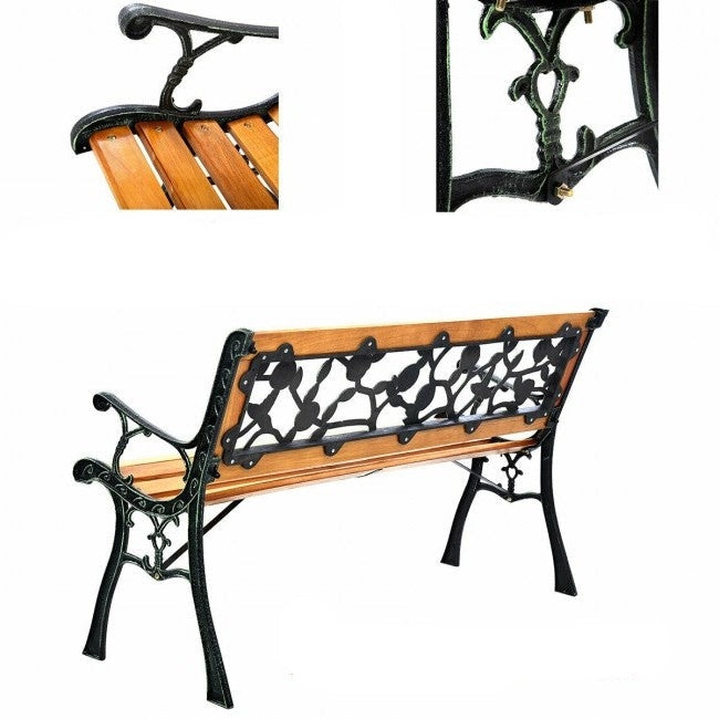 Outdoor > Outdoor Furniture > Garden Benches - Flowers Outdoor Patio Park Cast Iron Garden Porch Chair Bench