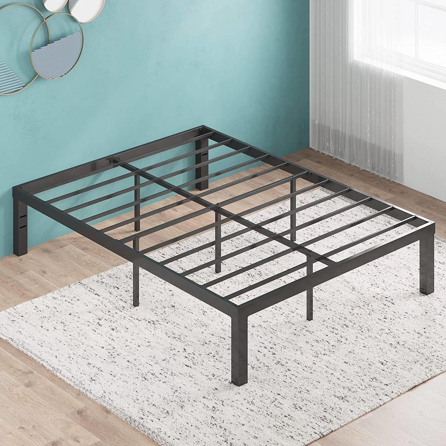 Bedroom > Bed Frames > Platform Beds - Full Size Modern 16-inch Heavy Steel Metal Platform Bed Frame