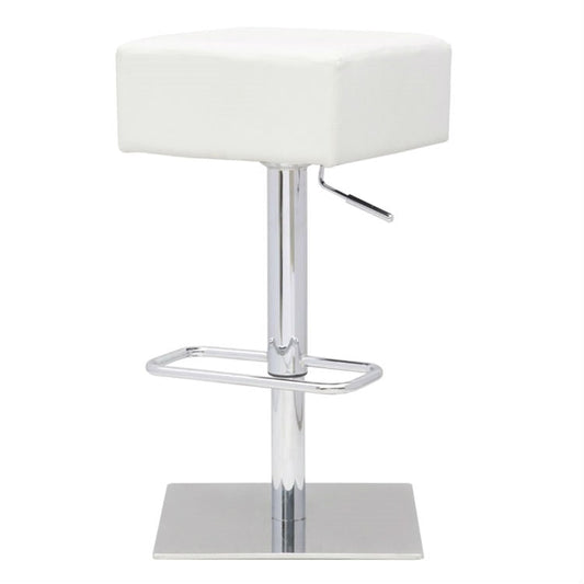 Dining > Barstools - Set Of 2 Backless Modern Swivel Barstool With White Faux Leather Seat