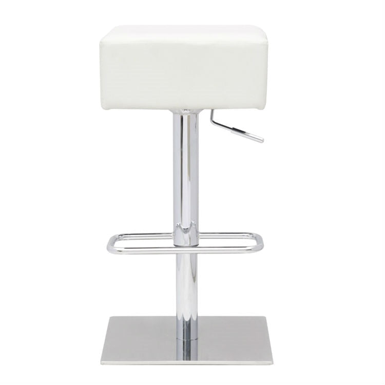 Dining > Barstools - Set Of 2 Backless Modern Swivel Barstool With White Faux Leather Seat