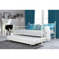 Bedroom > Bed Frames > Daybeds - Full Size White Metal Daybed With Twin Roll-out Trundle Bed