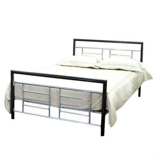 Bedroom > Bed Frames > Platform Beds - Full Size Metal Platform Bed Frame With Headboard And Footboard In Black Silver