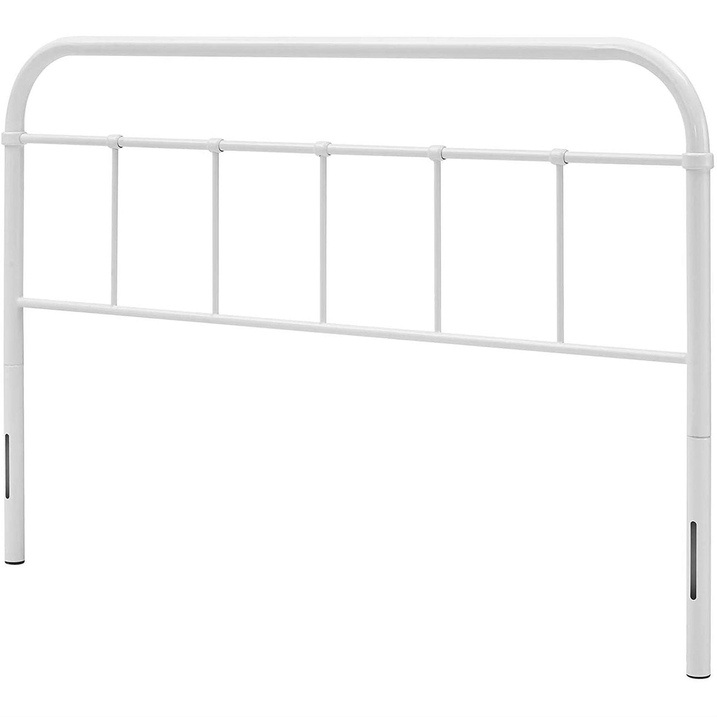 Bedroom > Headboards - Full Size Vintage White Metal Headboard With Round Corners