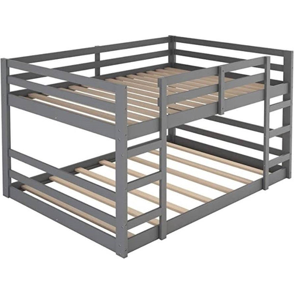 Bedroom > Bed Frames > Bunk Beds - Full Over Full Modern Low Profile Bunk Bed In Grey Wood Finish