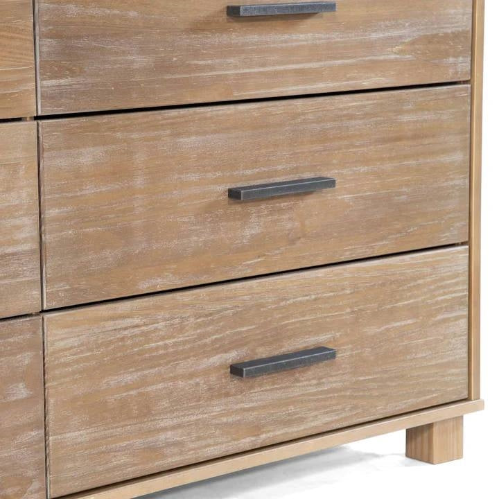 Bedroom > Nightstand And Dressers - Modern Farmhouse Solid Wood 6 Drawer Double Dresser In Rustic Pine Finish