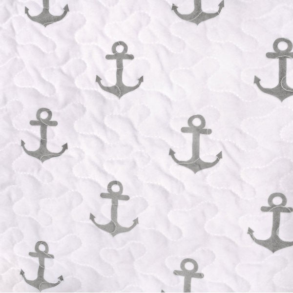 3 Piece Nautical Stripped/Anchors Reversible Microfiber Quilt Set Grey, Full/Queen-Novel Home