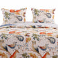 Bedroom > Quilts & Blankets - Full/Queen Blue Beige Birds Animals Floral Microfiber Reversible Quilt Set