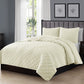 Bedroom > Quilts & Blankets - Full Queen 3-Piece Ivory Polyester Microfiber Reversible Diamond Quilt Set