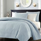 Bedroom > Quilts & Blankets - Full / Queen Size Quilted Bedspread Coverlet With 2 Shams In Light Blue