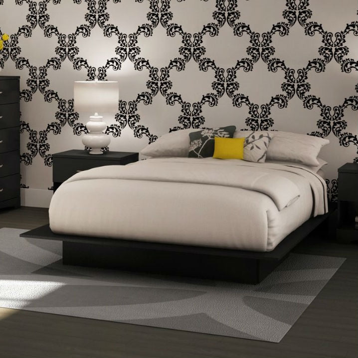 Bedroom > Bed Frames > Platform Beds - Full / Queen Size Modern Platform Bed Frame With 2 Storage Drawers