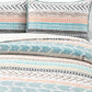 Bedroom > Quilts & Blankets - King Scandinavian Chevron Teal White Orange Brown Reversible Cotton Quilt Set