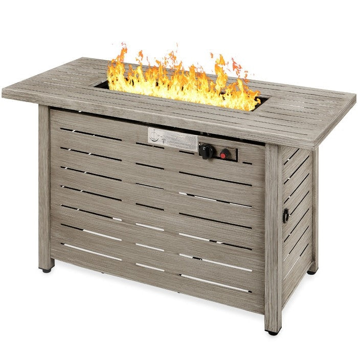 Outdoor > Outdoor Decor > Fire Pits - Outdoor Heating Grey Steel LP Gas Propane Fire Pit W/ Auto Ignition