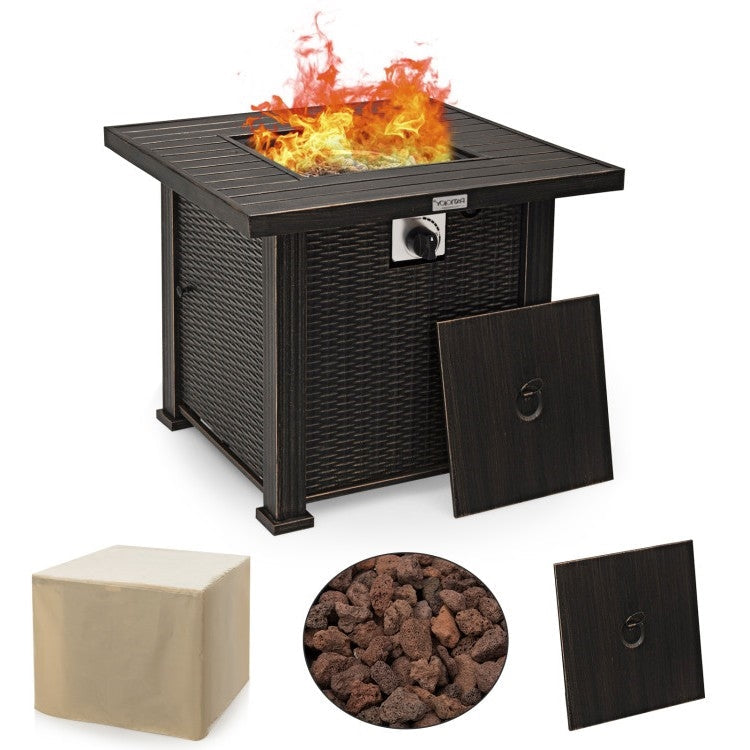 Outdoor > Outdoor Decor > Fire Pits - Outdoor Square Propane Gas Fire Pit Table With Adjustable Flame