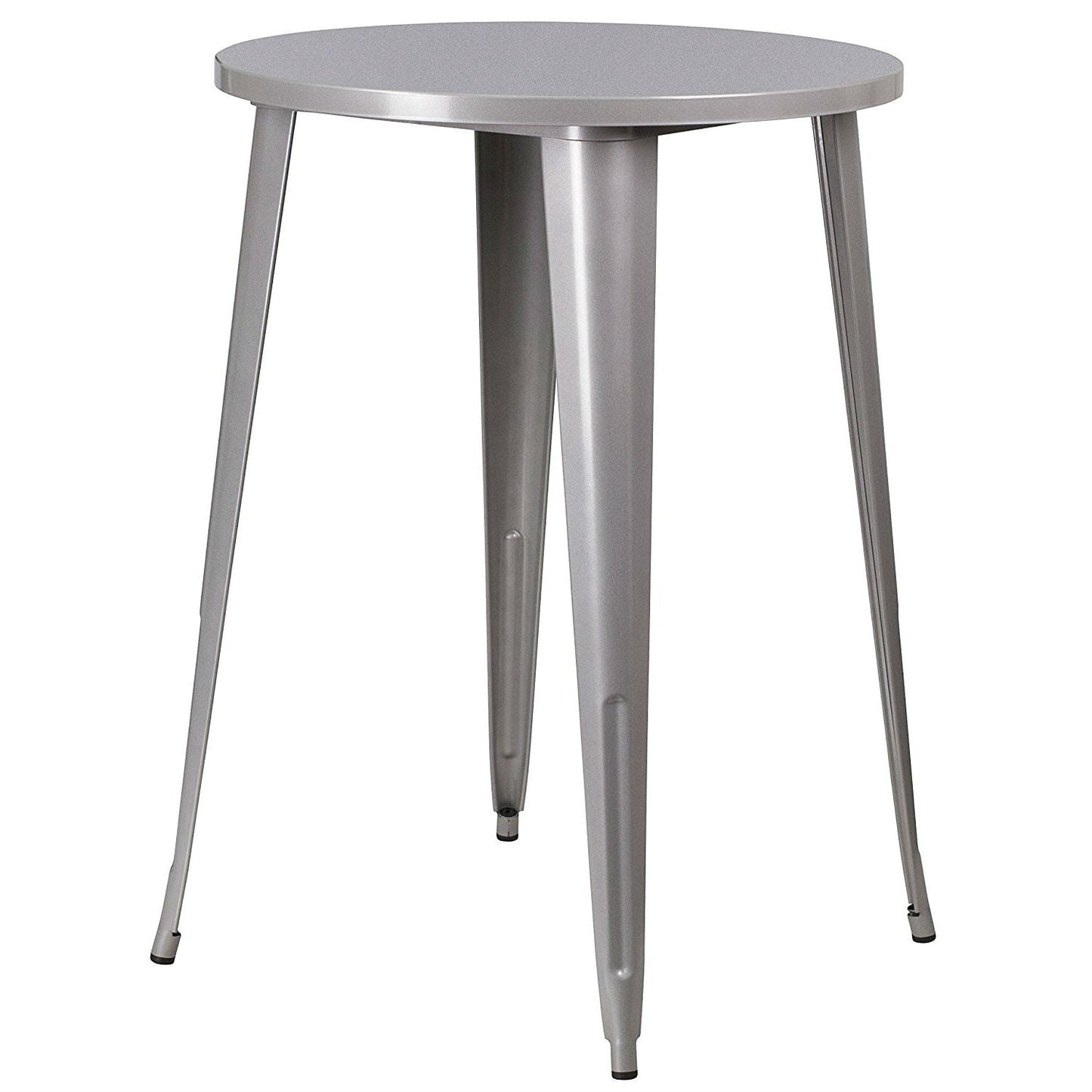 Outdoor > Outdoor Furniture > Patio Tables - Outdoor 30-inch Round Metal Cafe Bar Patio Table In Silver