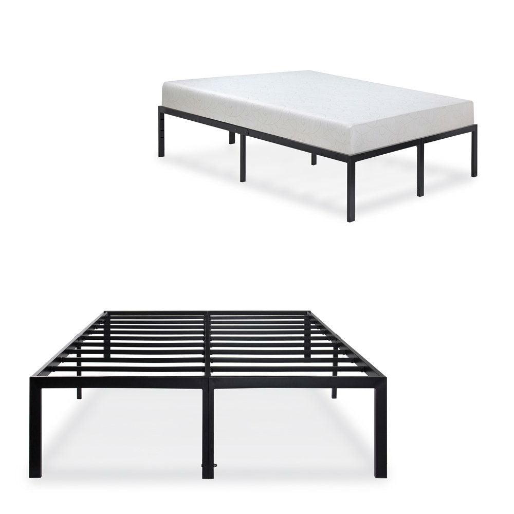 Bedroom > Bed Frames > Platform Beds - Full Size Heavy Duty Black Metal Platform Bed Frame