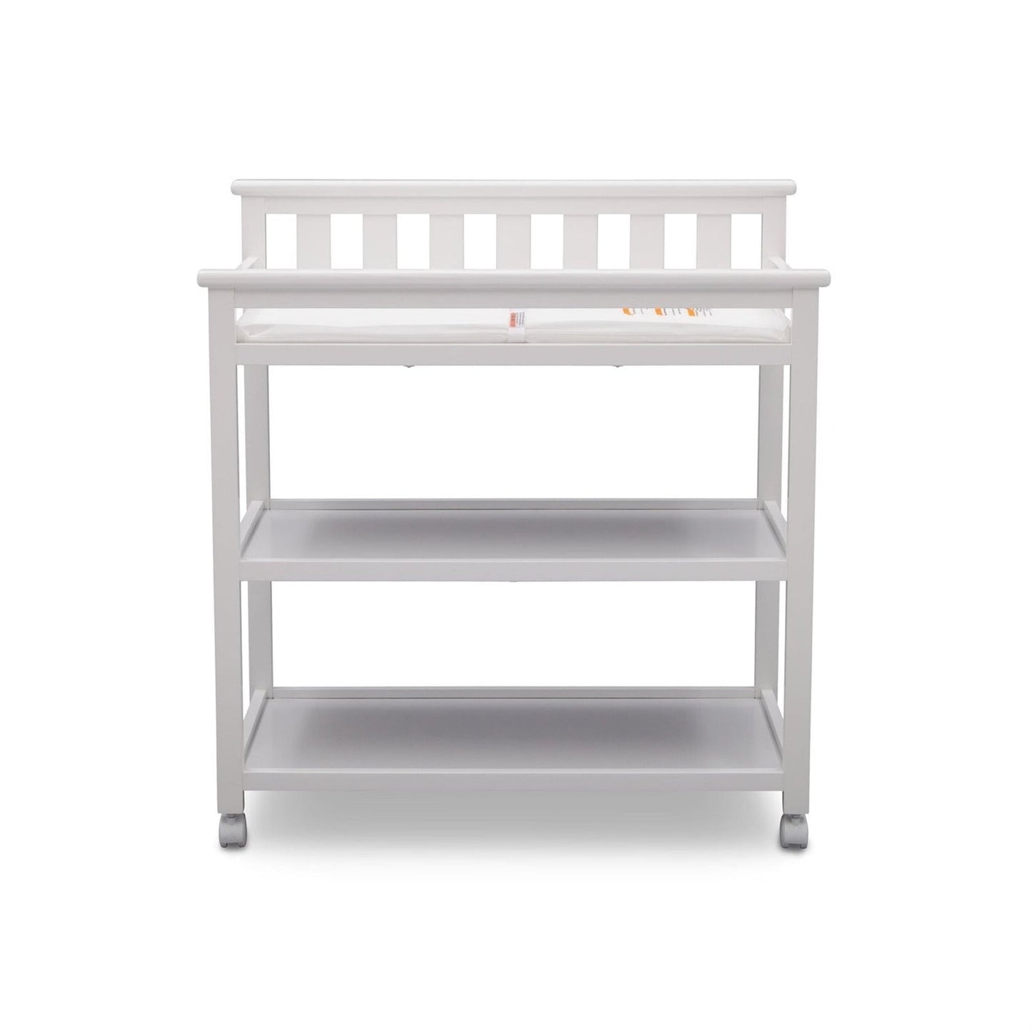 Bedroom > Baby & Kids - Modern White Baby's First 2 Shelf Changing Table With Wheels