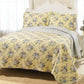 Bedroom > Quilts & Blankets - Full / Queen Yellow Blue Floral Lightweight Coverlet Set
