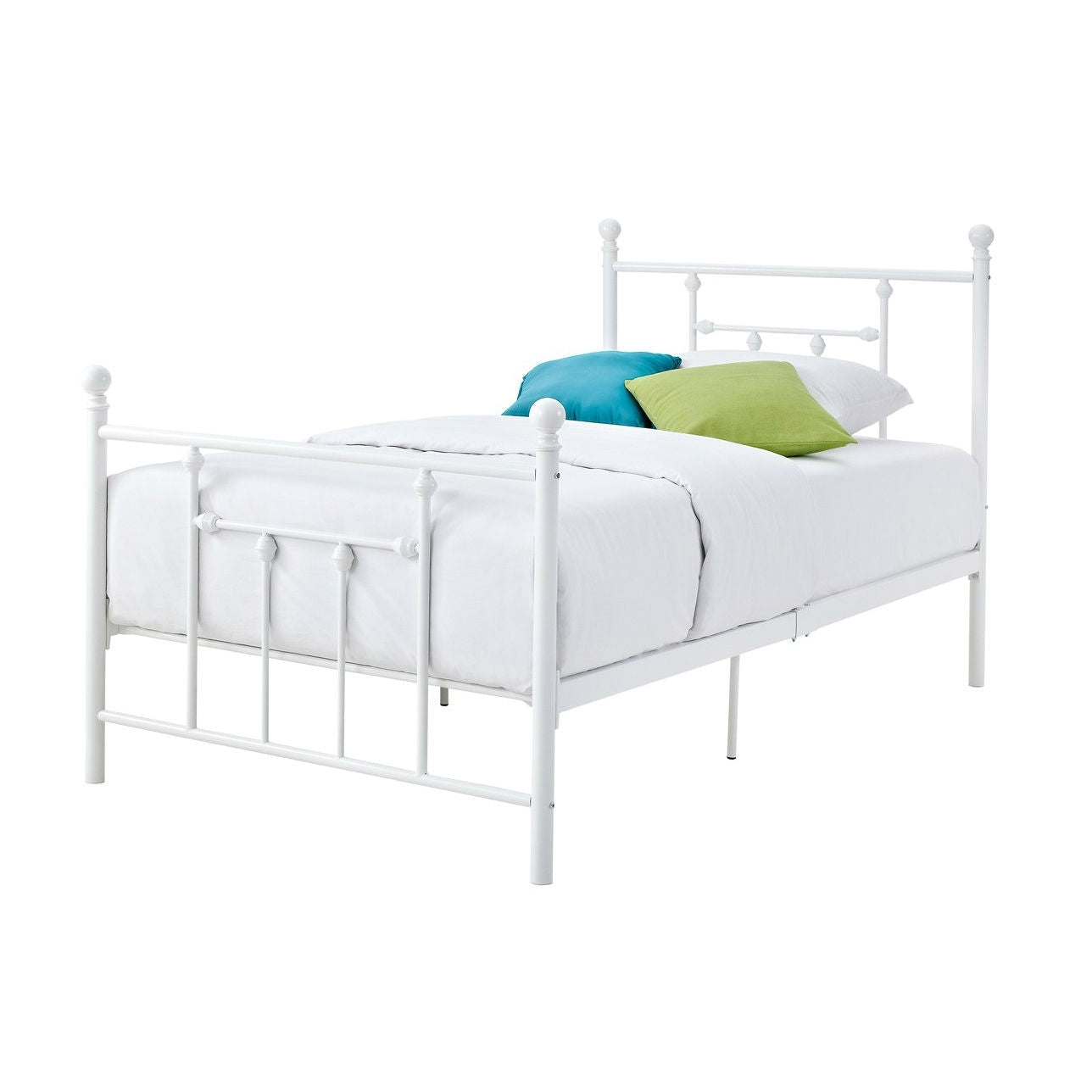 Bedroom > Bed Frames > Platform Beds - Full Size White Metal Platform Bed With Headboard And Footboard