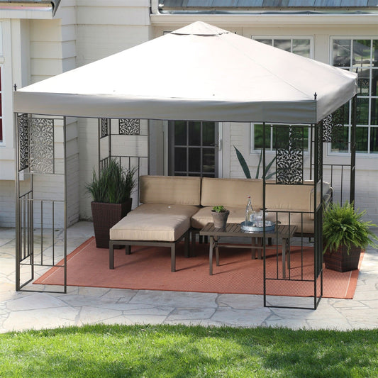 10-ft x 10-ft Patio Garden Outdoor Gazebo with Steel Frame and Vented Canopy-Novel Home