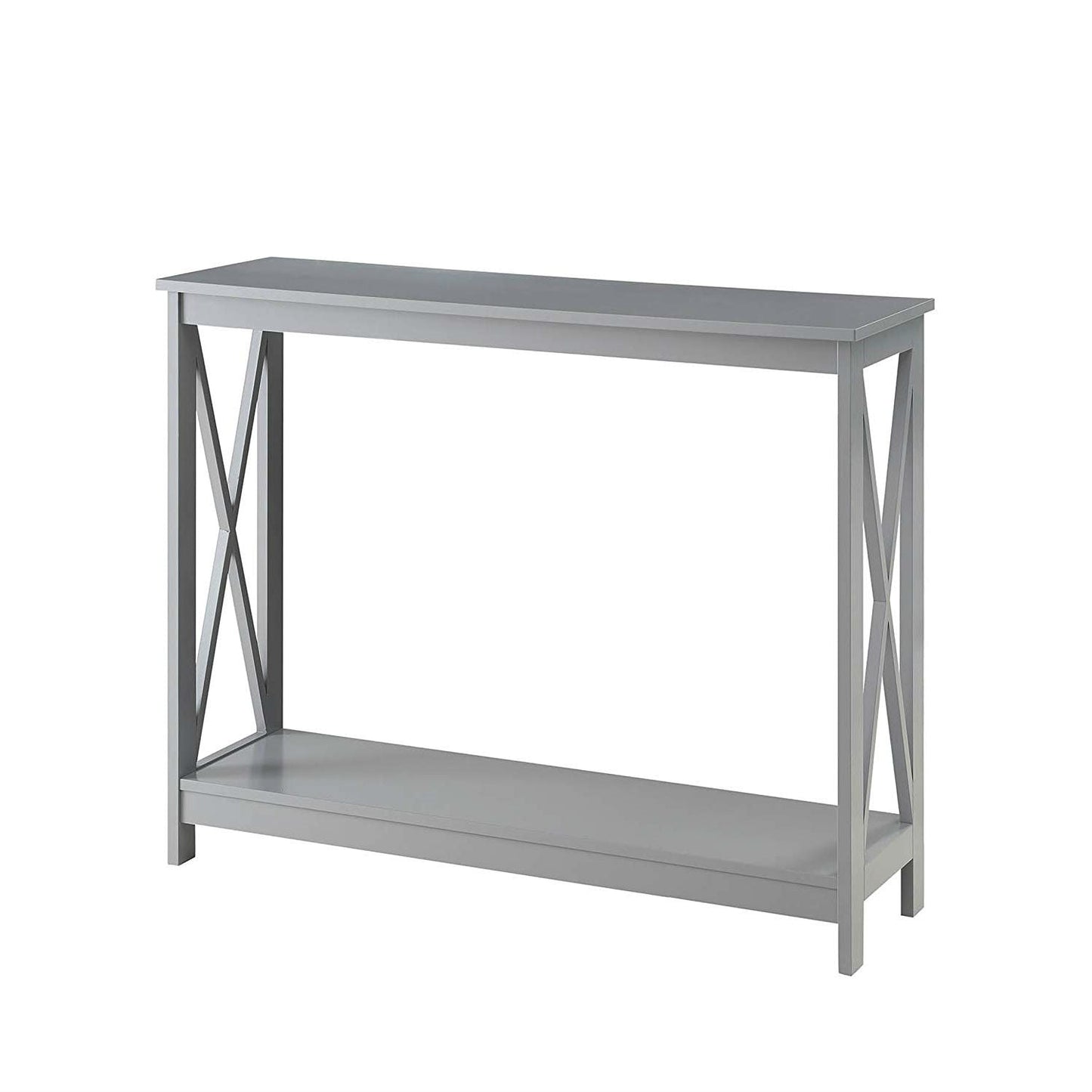 Living Room > Console & Sofa Tables - Grey Wood Console Sofa Table With Bottom Storage Shelf