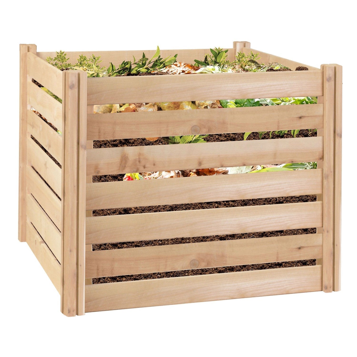 Outdoor > Gardening > Compost Bins - Outdoor 174-Gallon Wooden Compost Bin Made From Eco-Friendly Cedar Wood