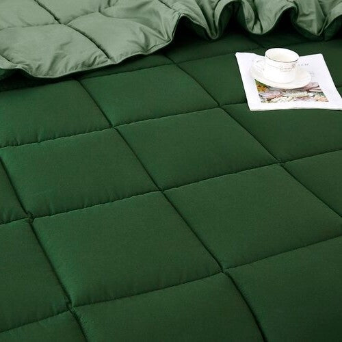 Bedroom > Comforters And Sets - Full/Queen Traditional Microfiber Reversible 3 Piece Comforter Set In Green