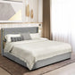 Bedroom > Bed Frames > Platform Beds - Full Size Grey/Gold Linen Headboard 4 Drawer Storage Platform Bed