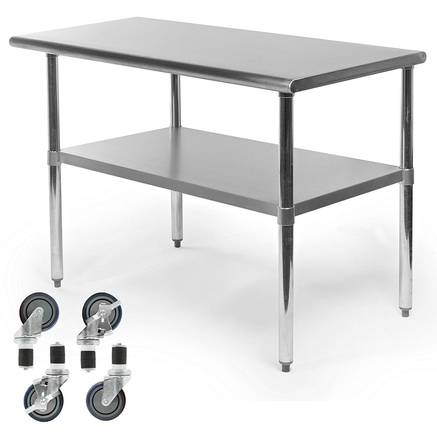 Kitchen > Utility Tables & Workbenches - Stainless Steel 48 X 24-inch Kitchen Prep Table With Casters