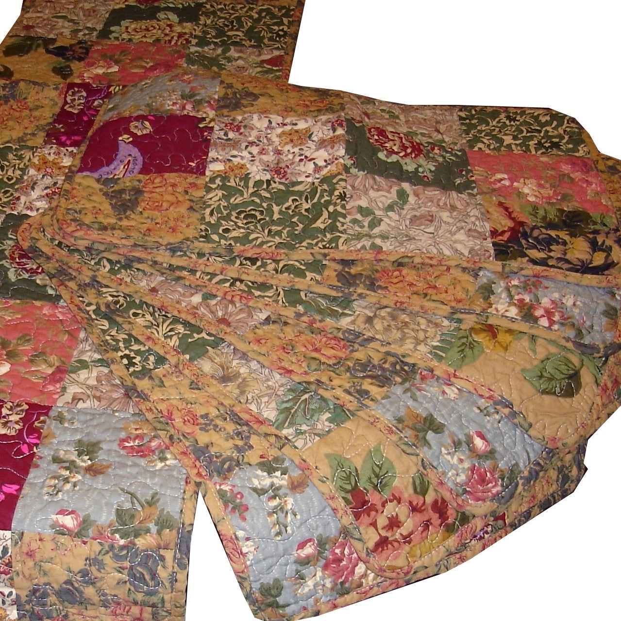Bedroom > Quilts & Blankets - Full / Queen Size 100% Cotton Patchwork Quilt Set With Floral Paisley Pattern