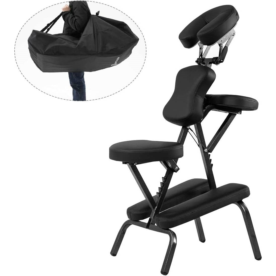 Accents > Massage Tables - Black Portable Massage Tattoo Chair With Carrying Bag