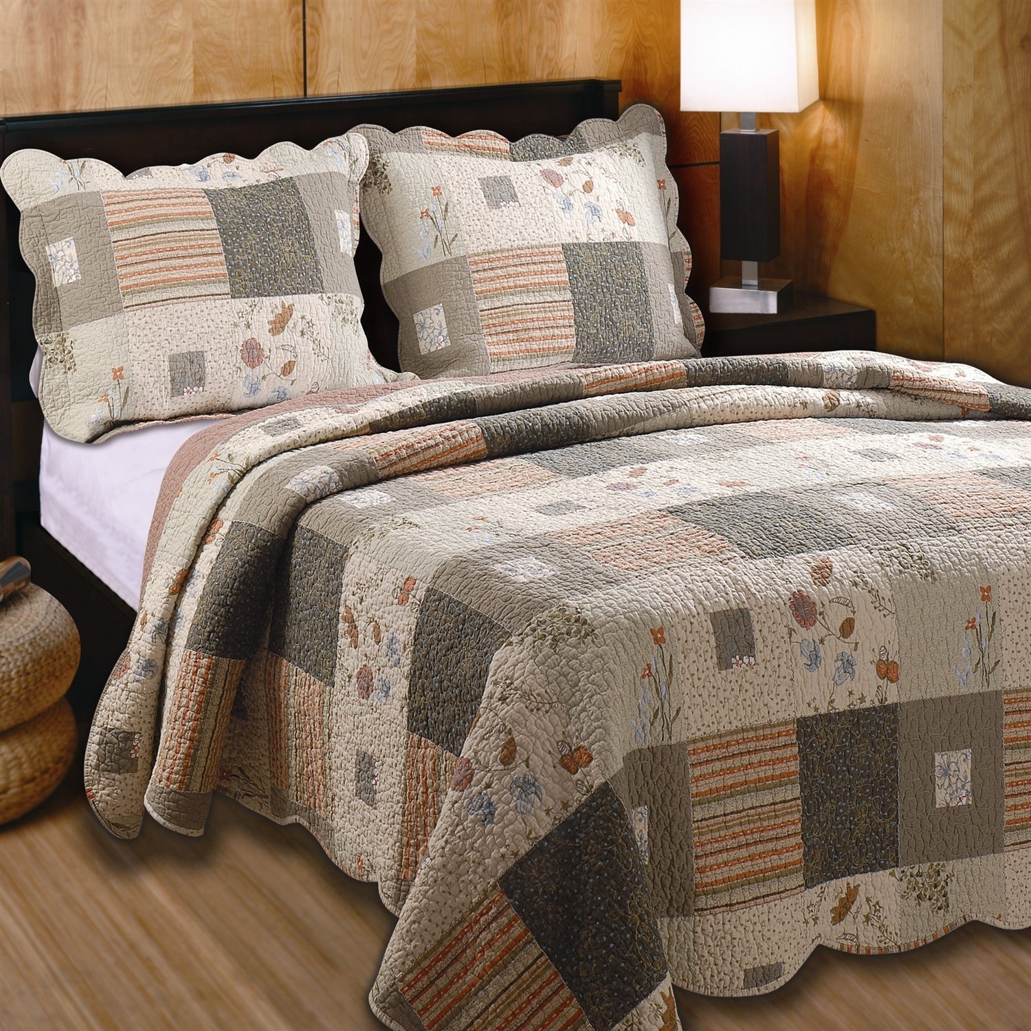 Bedroom > Quilts & Blankets - King Size Southwest Floral Quilt Set With Shams 100% Cotton