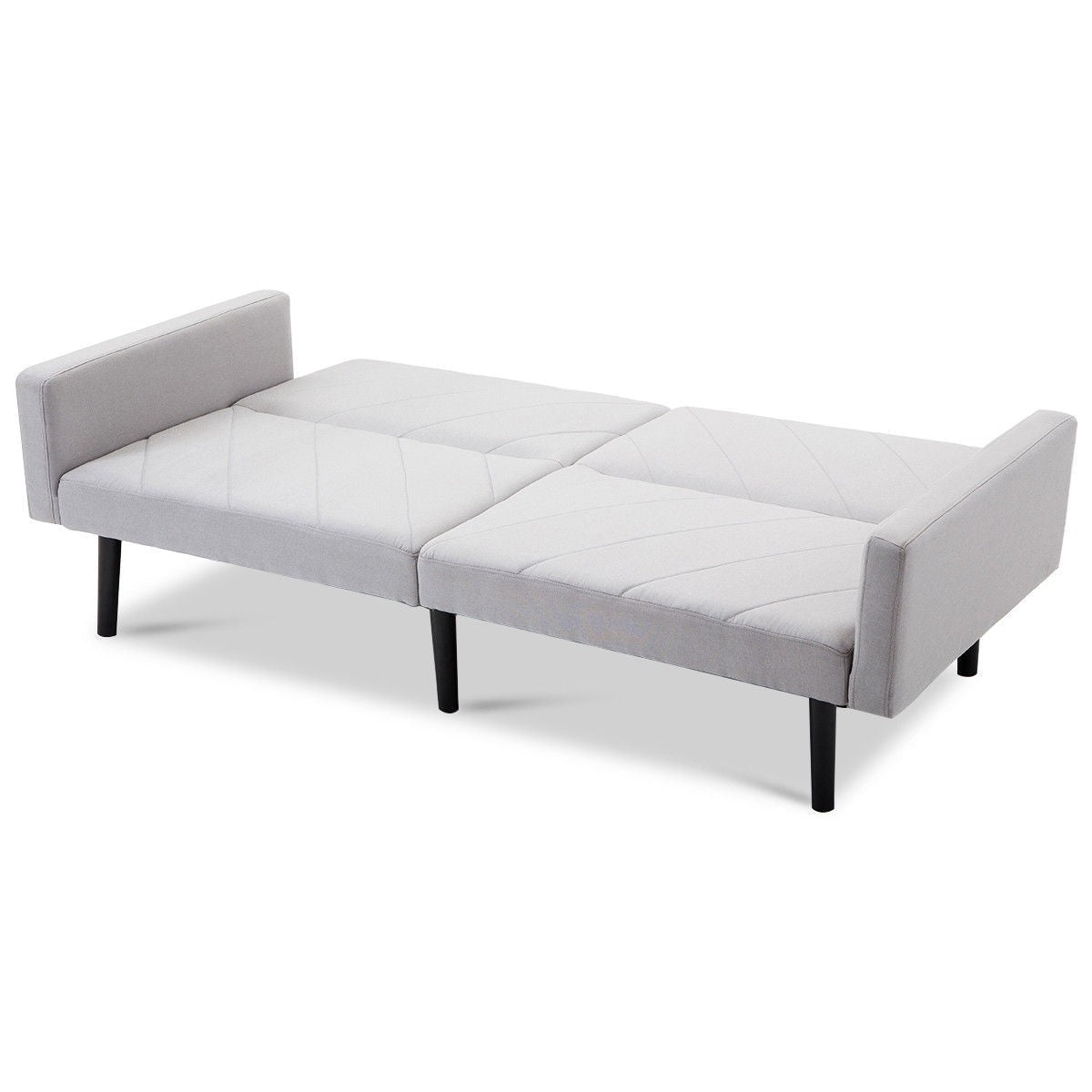 Living Room > Sofas - Modern Gray Linen Split-Back Futon Sofa Bed Couch