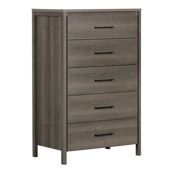 Bedroom > Nightstand And Dressers - Modern Grey 5 Drawer Storage Chest